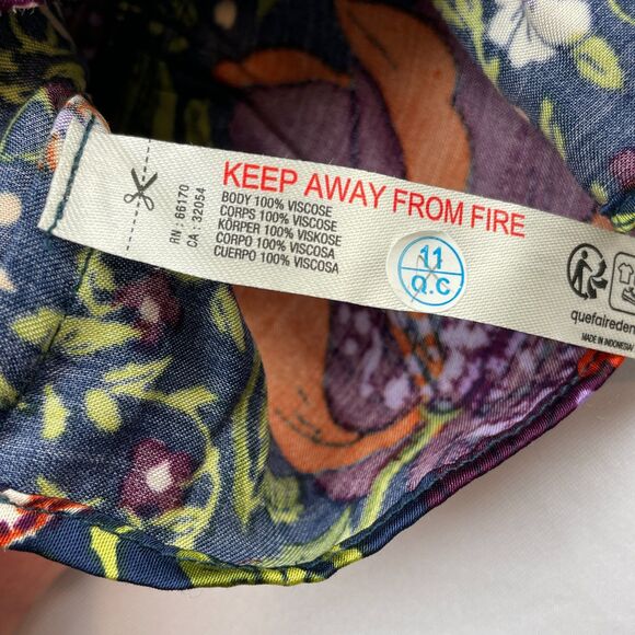 ~ Anthropologie M Silky Cami Boho Botanical Birds Floral Strappy Sleeveless Blue - Picture 14 of 14